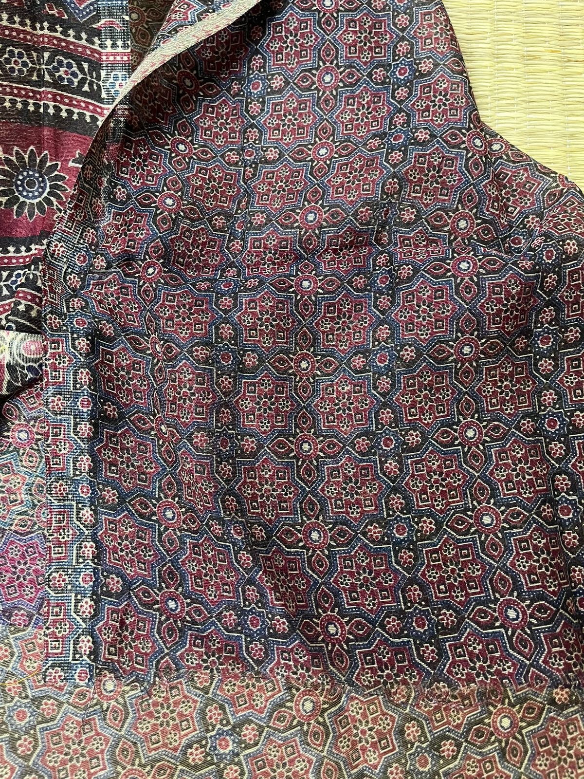 Orange Semi Linen Ajrak