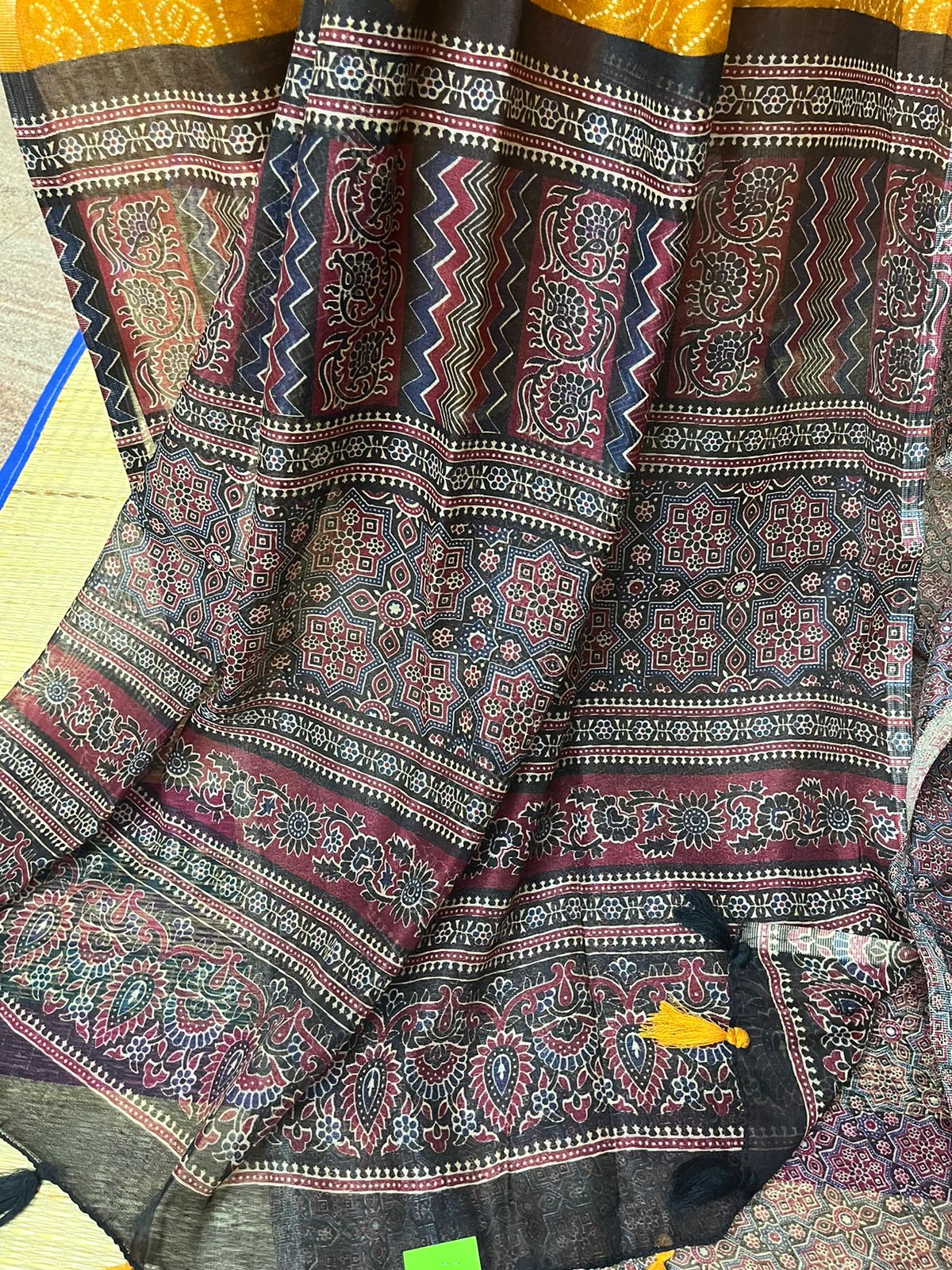 Orange Semi Linen Ajrak