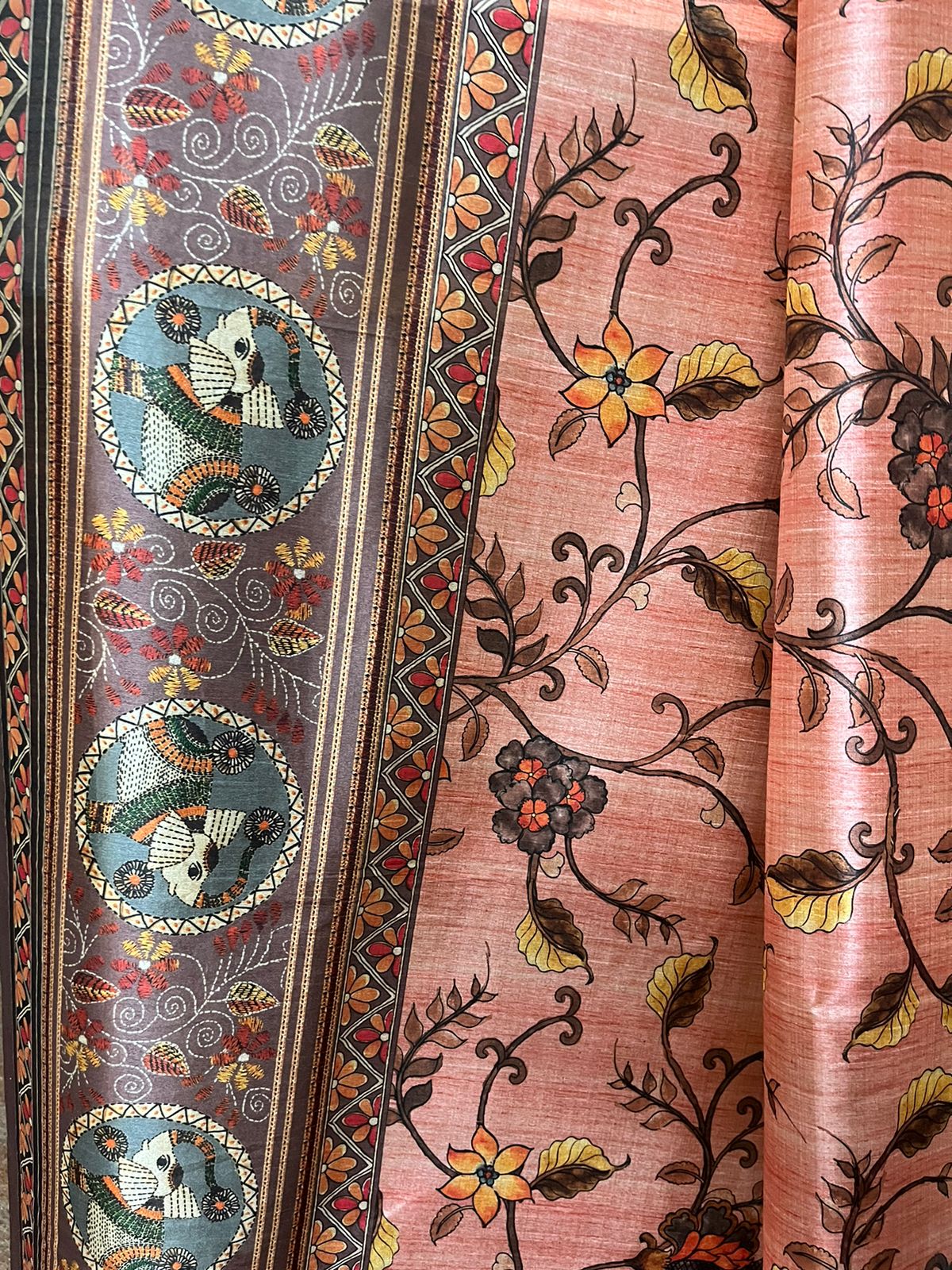 Peach Tussar Elegance