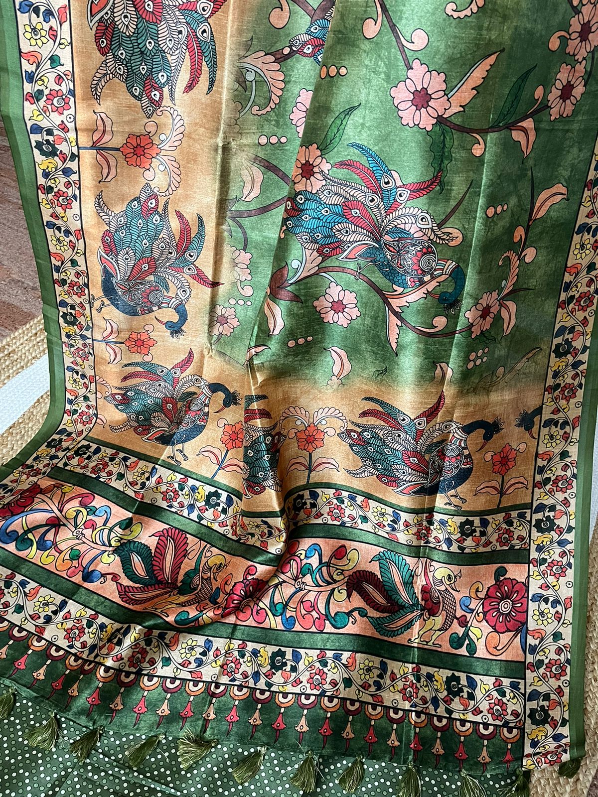 Tussar Green and Orange