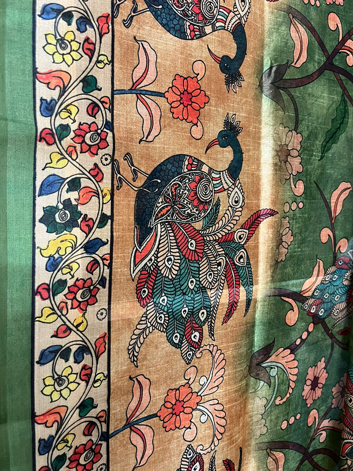 Tussar Green and Orange