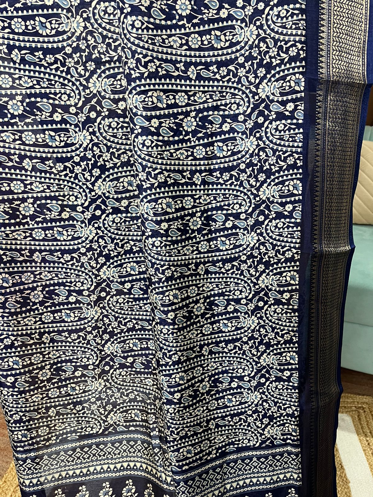 Navy Silk Elegance