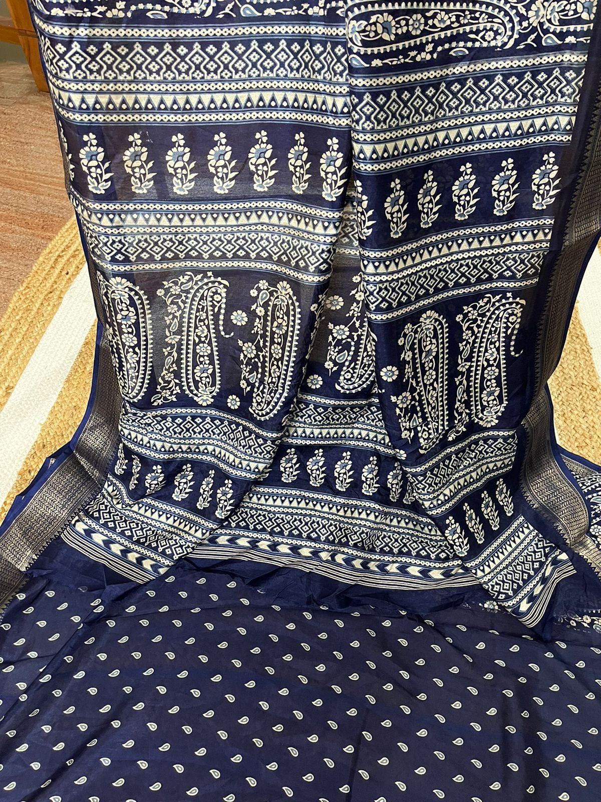 Navy Silk Elegance