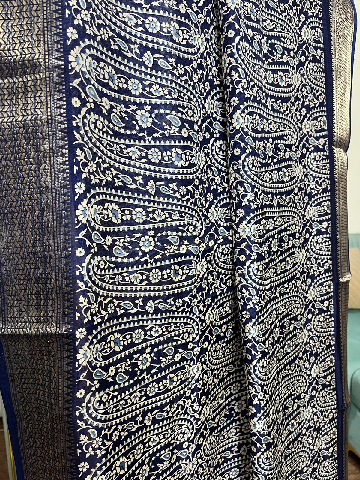 Navy Silk Elegance