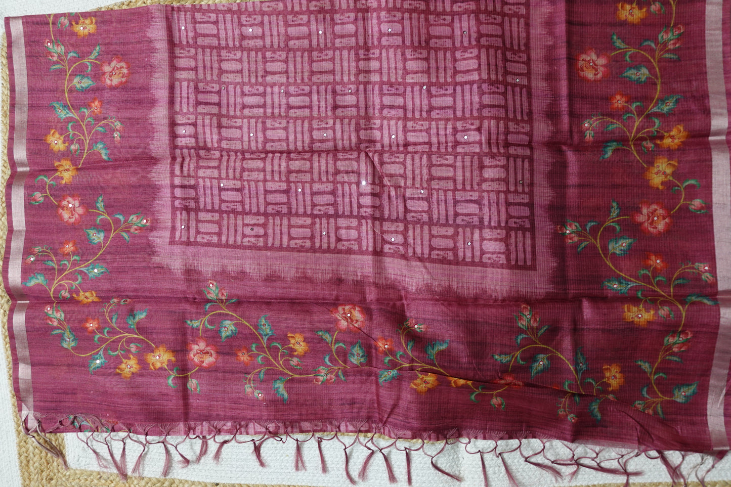 Wine Brick Bloom Saree