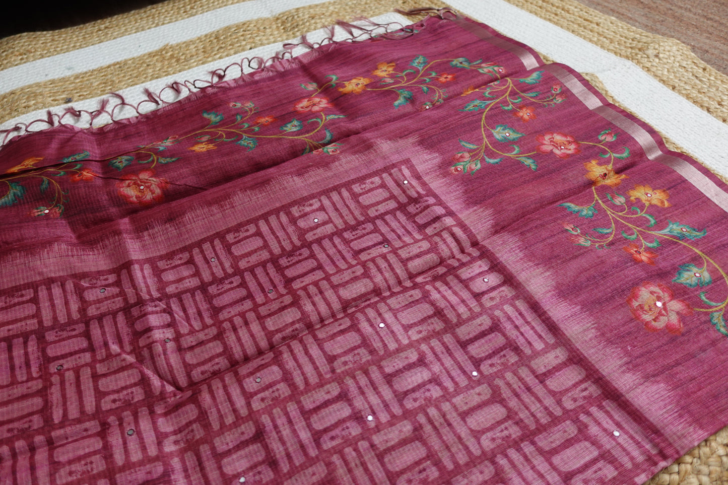 Wine Brick Bloom Saree