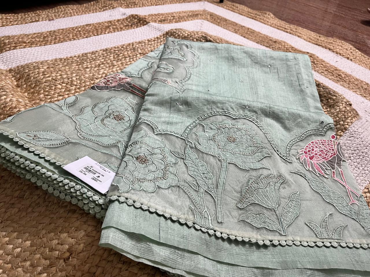 Pista Green Tussar Elegance Saree