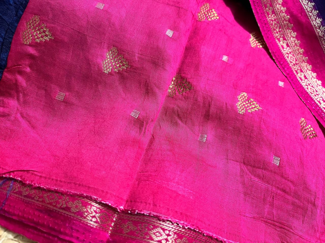 Navy Blue Crepe Saree with Swans