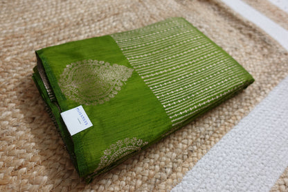 Semi-Silk Parrot Green Saree