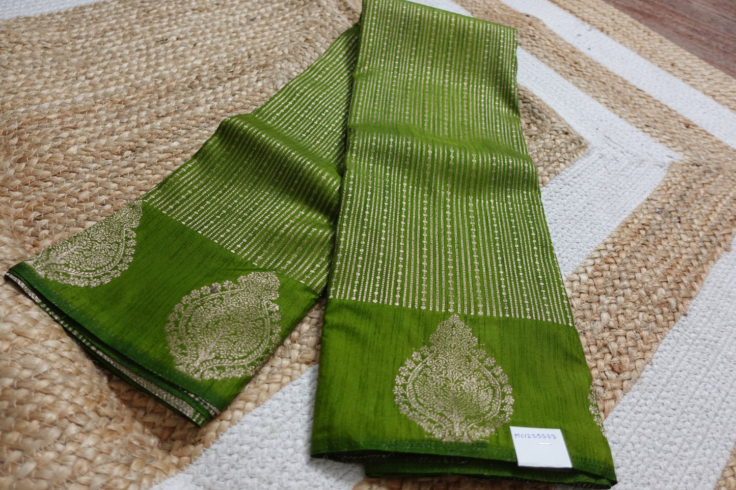 Semi-Silk Parrot Green Saree