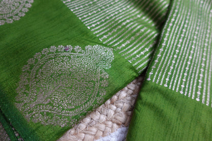 Semi-Silk Parrot Green Saree