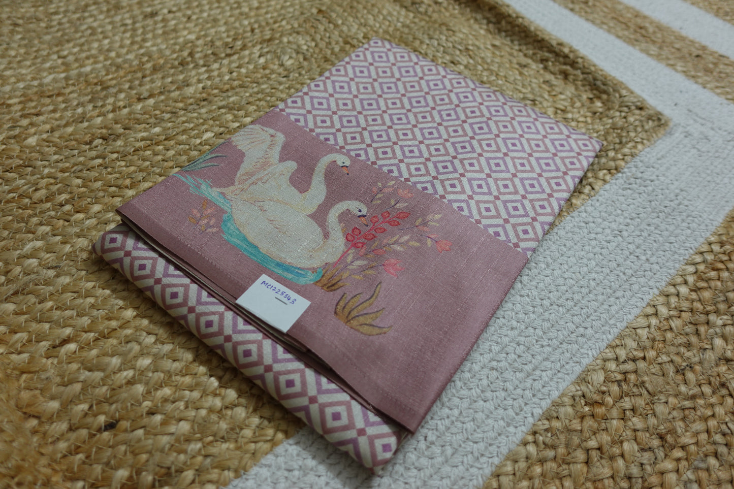 Pastel Pink Saree with Swan Borders