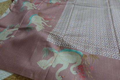 Pastel Pink Saree with Swan Borders