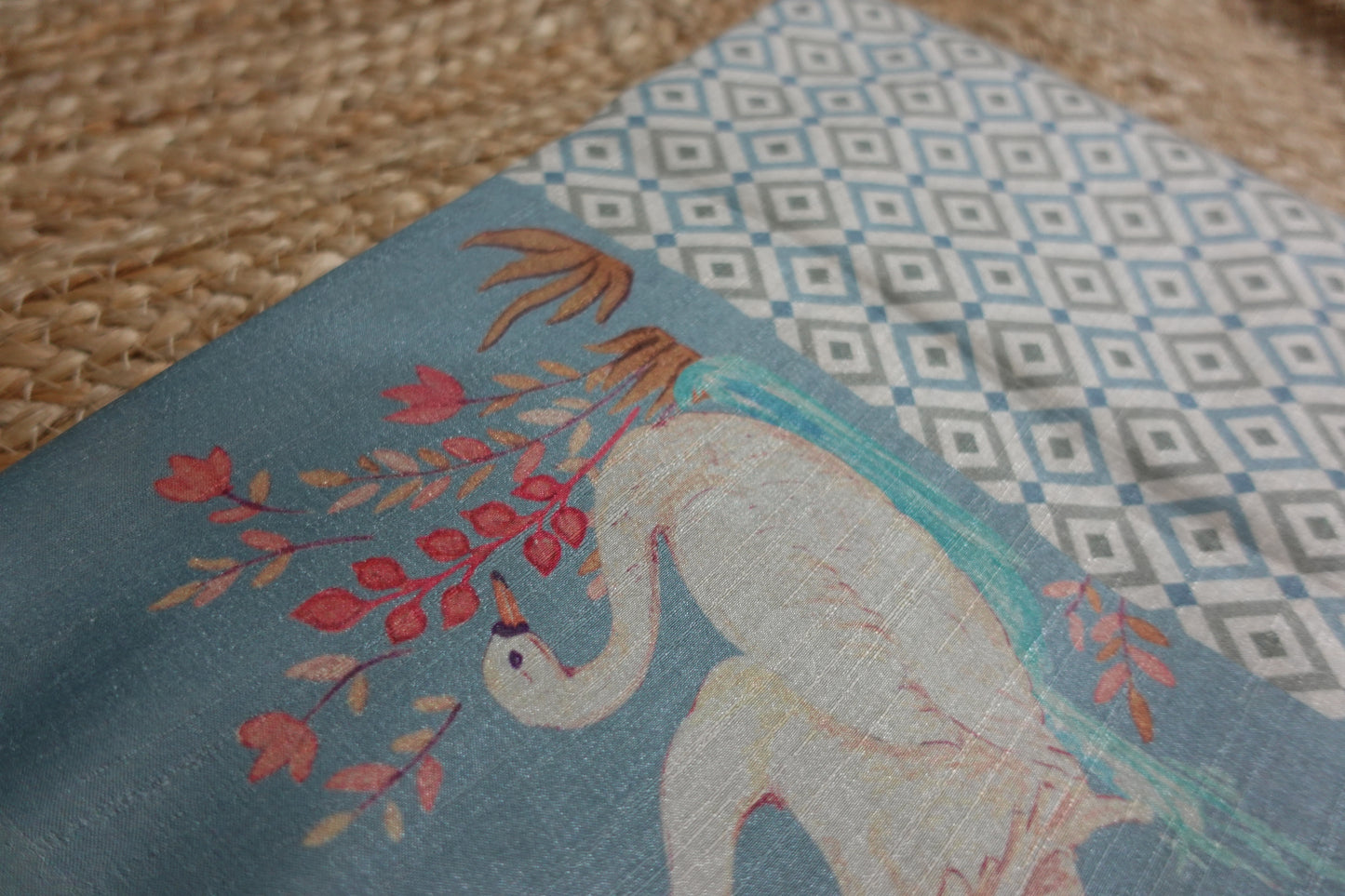 Pastel Blue Saree with Swan Borders