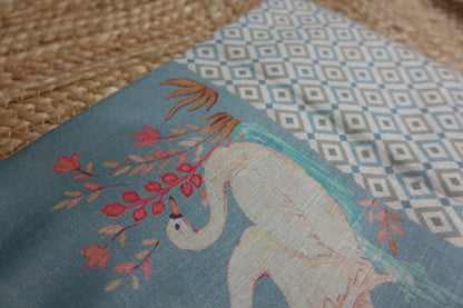 Pastel Blue Saree with Swan Borders