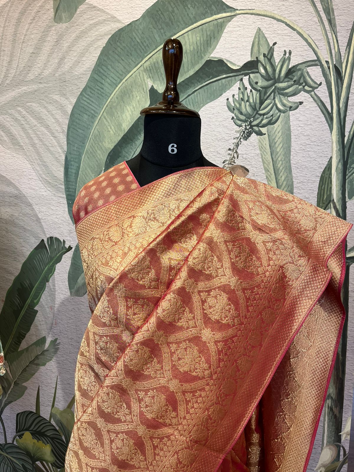 Shimmering Peach Saree