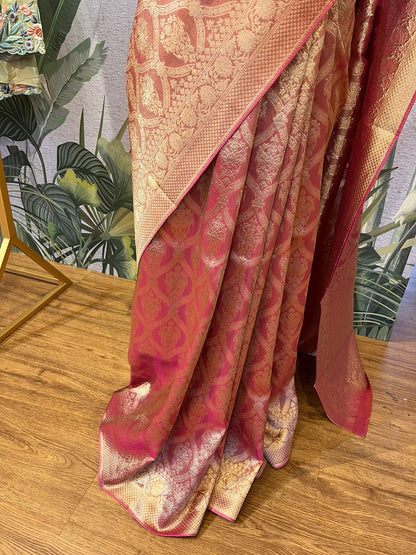 Shimmering Peach Saree