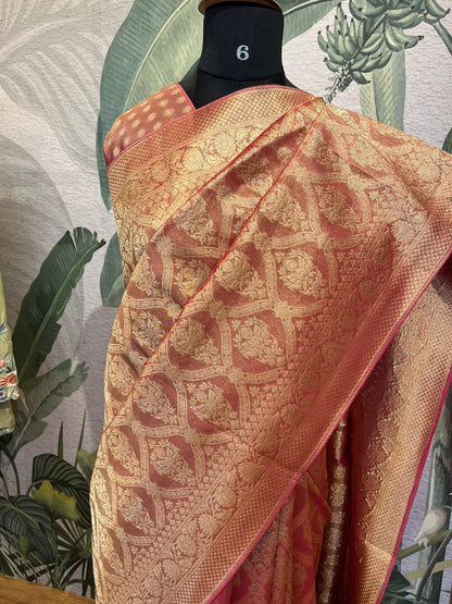 Shimmering Peach Saree