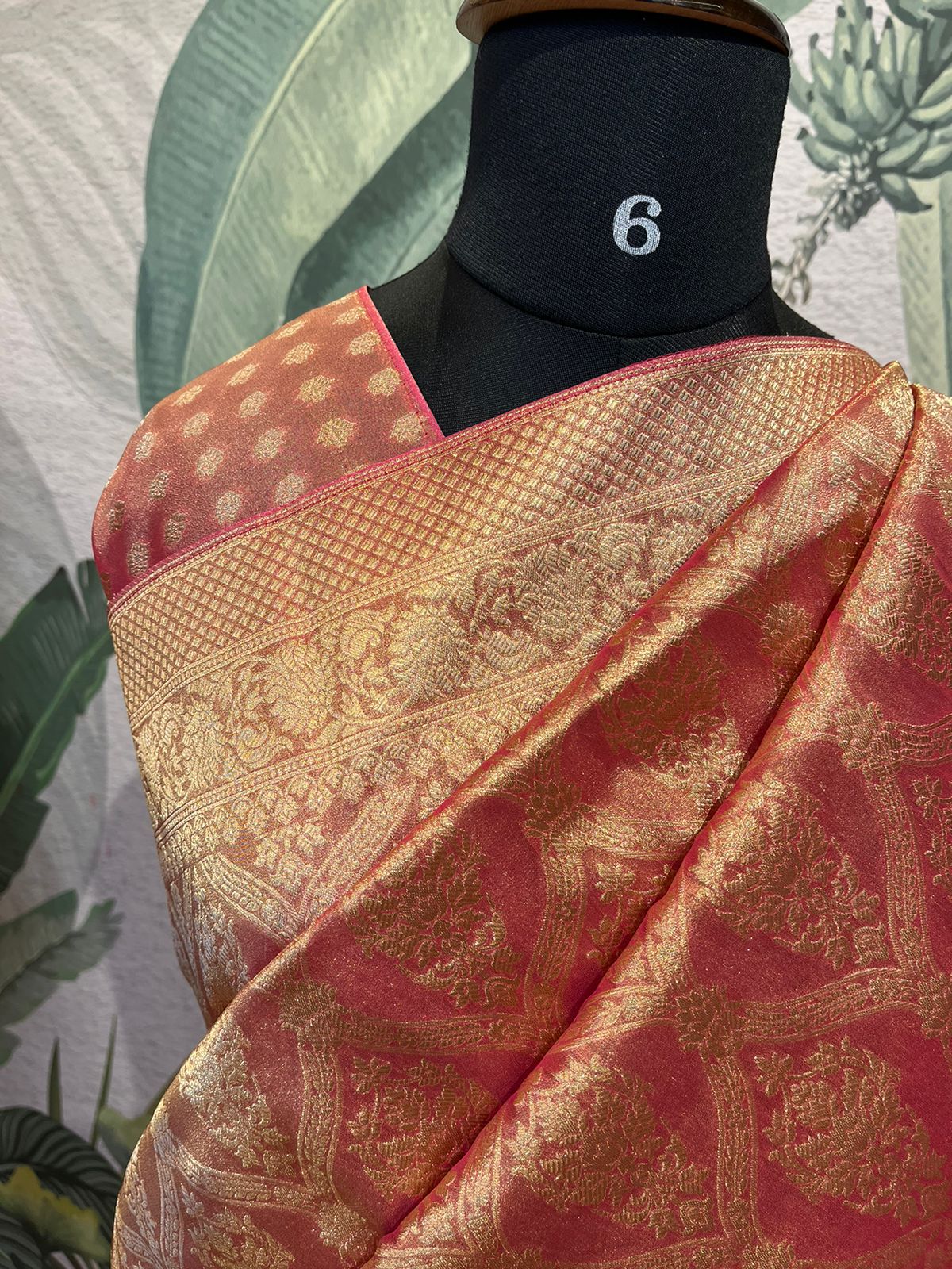 Shimmering Peach Saree