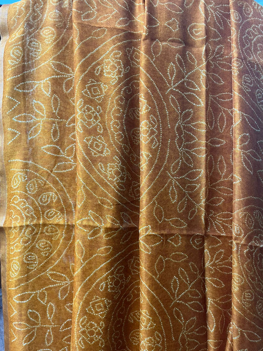 Orange Semi Linen Ajrak