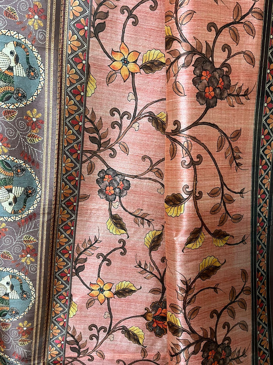 Peach Tussar Elegance