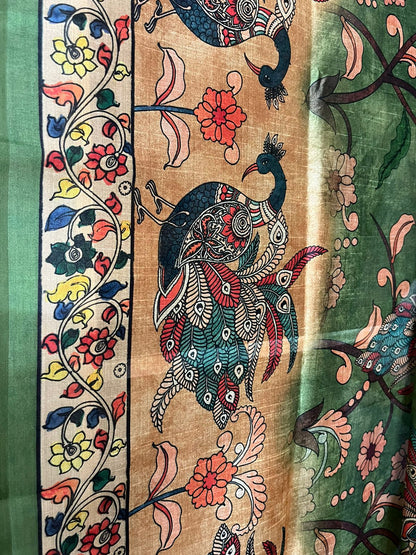 Tussar Green and Orange