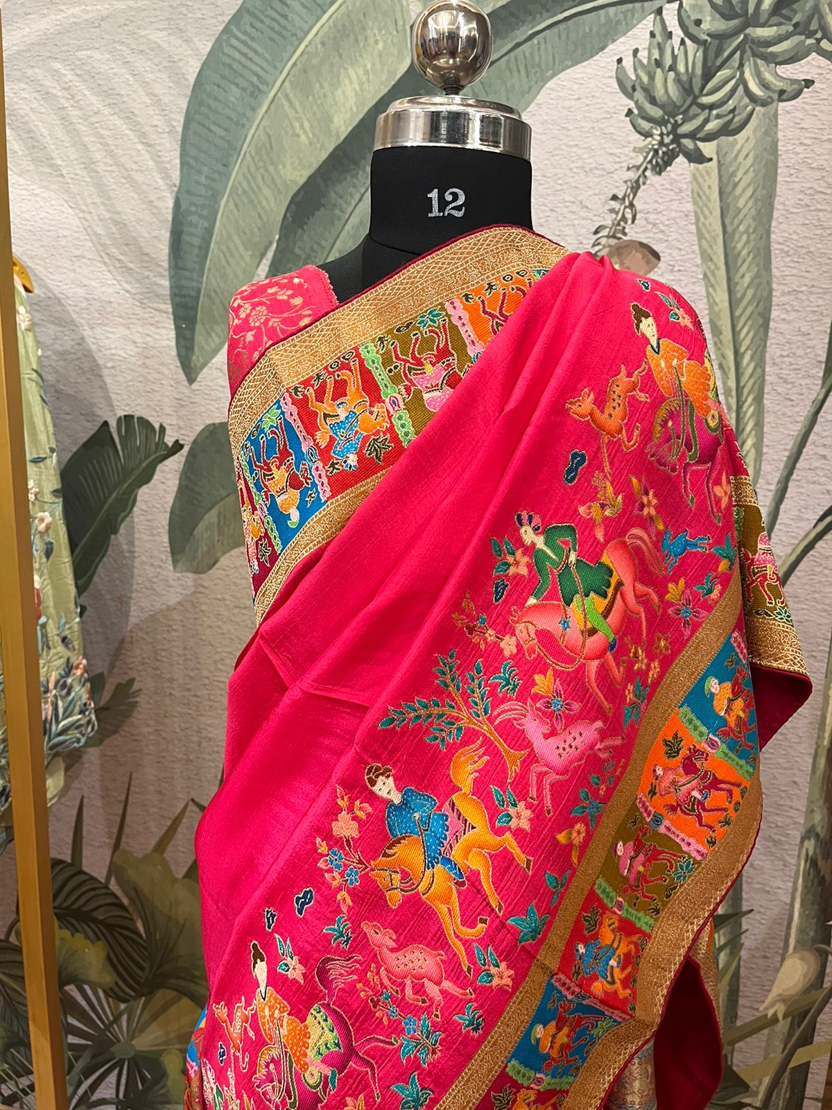A pink colored Dola silk saree with pashmina styled weaving (MCJUN102)