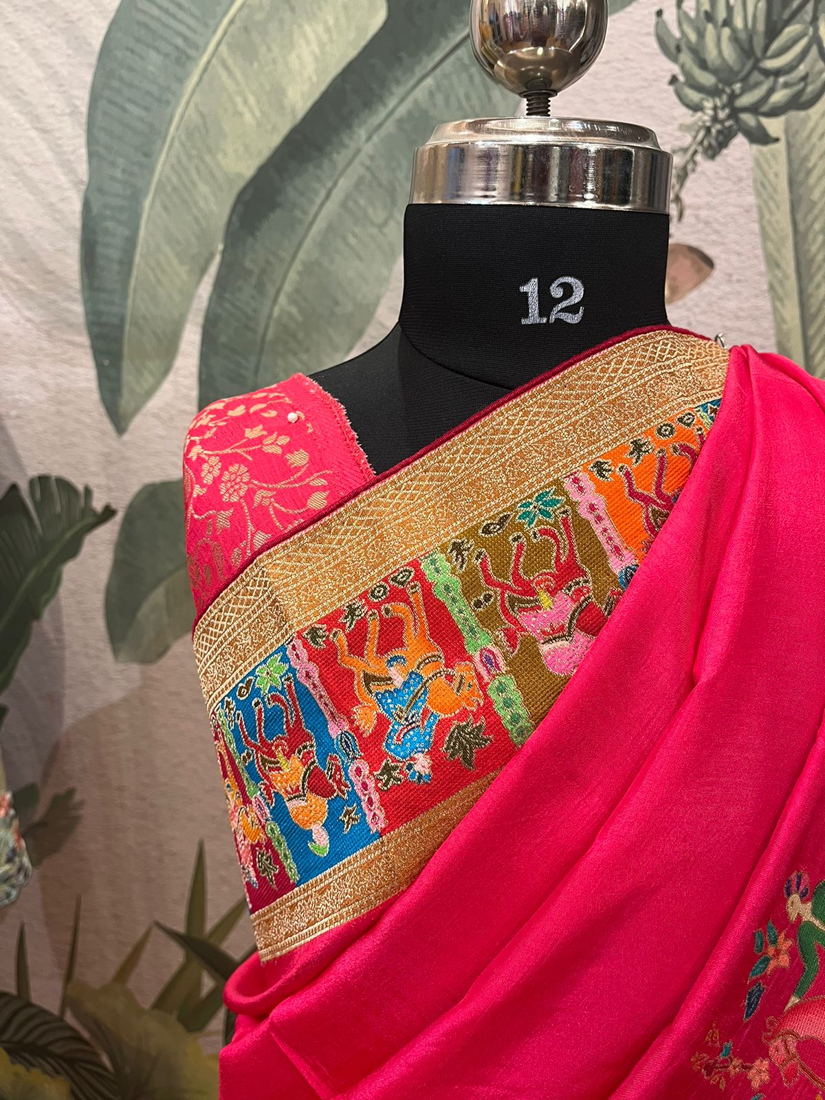 A pink colored Dola silk saree with pashmina styled weaving (MCJUN102)