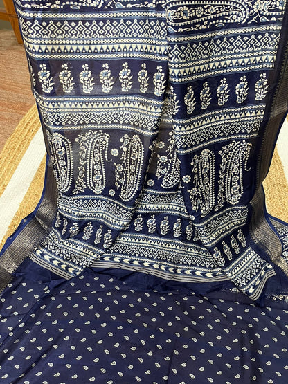 Navy Silk Elegance