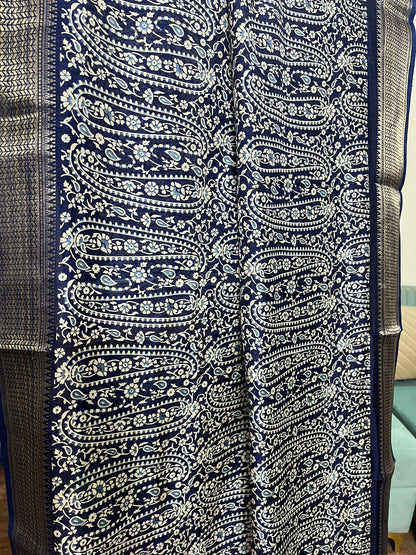 Navy Silk Elegance