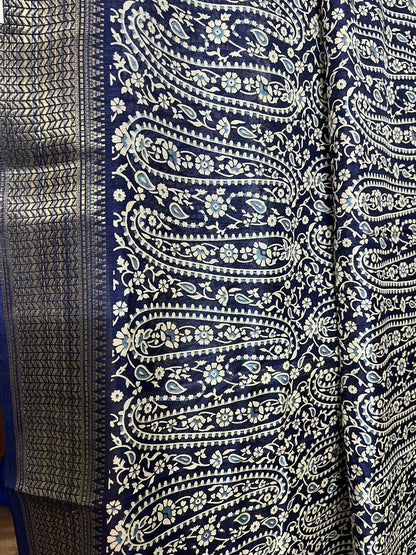Navy Silk Elegance