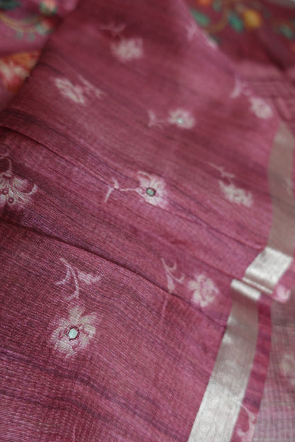 Wine Brick Bloom Saree