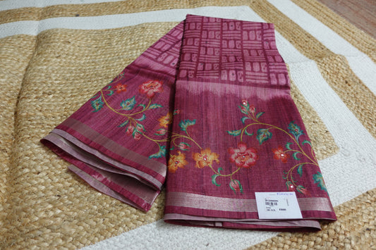 Wine Brick Bloom Saree