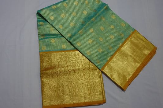 A sea green colored Venkatagiri silk saree (VKG00004)