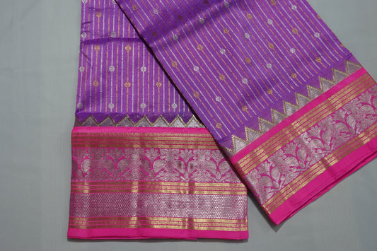 A lavender and pink colored Venkatagiri silk saree (VKG00014-2)