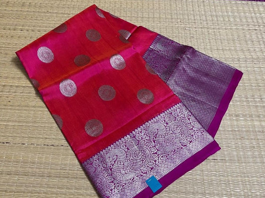 Orange colored Venkatagiri saree (VKG00035)
