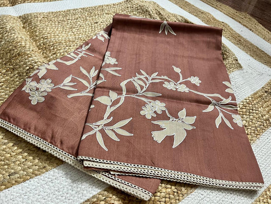 Elegant Brown Tussar Saree with Detailing