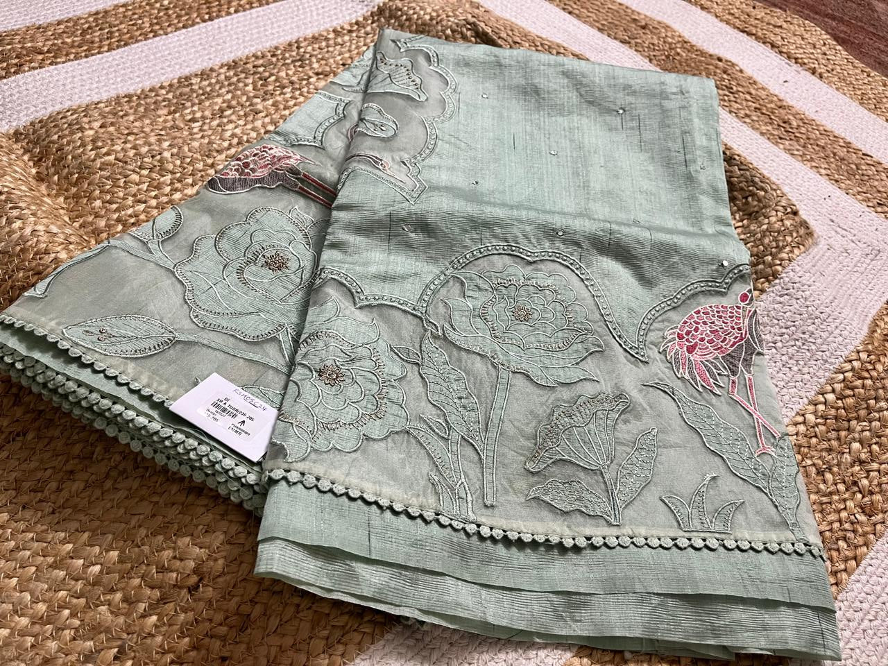 Pista Green Tussar Elegance Saree
