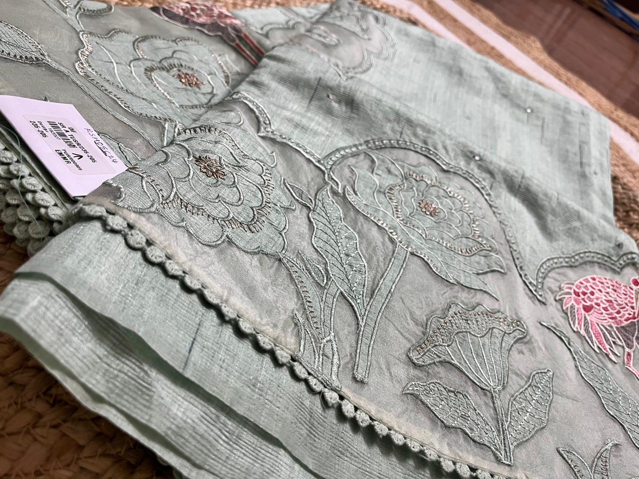 Pista Green Tussar Elegance Saree
