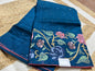 Peacock Blue Semi-Tussar Saree – Heavy Embroidered Borders