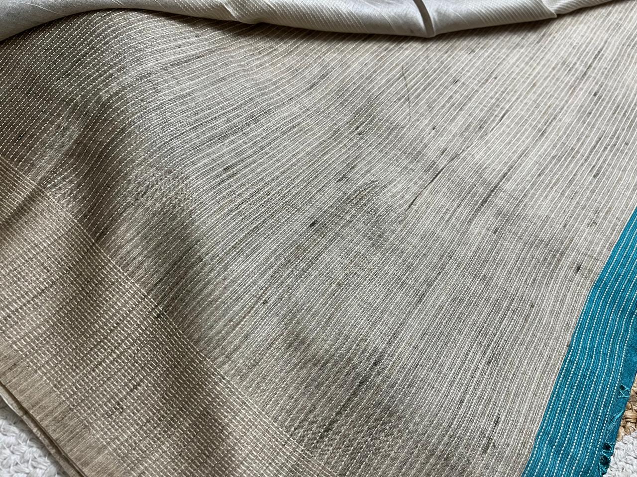 Sky Blue Saree with Beige Embroidery