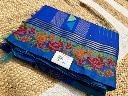 Peacock Blue Saree with Sky Borders
