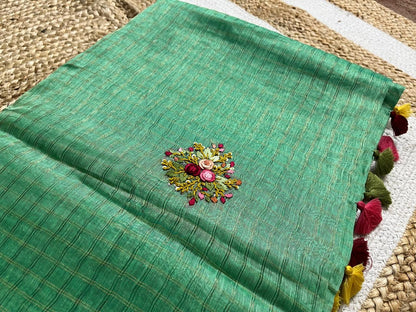 Pista Green Linen Tissue Saree