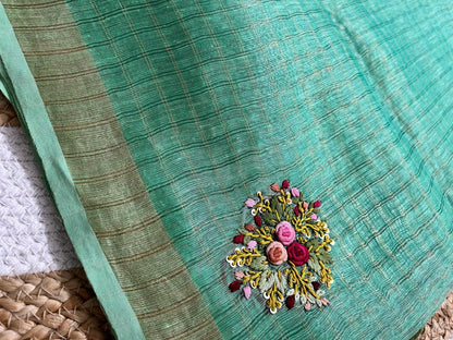 Pista Green Linen Tissue Saree