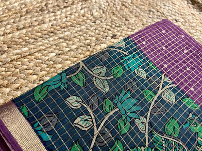 Elegant Brinjal Cotton Kalamkari Saree