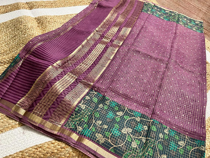 Elegant Brinjal Cotton Kalamkari Saree