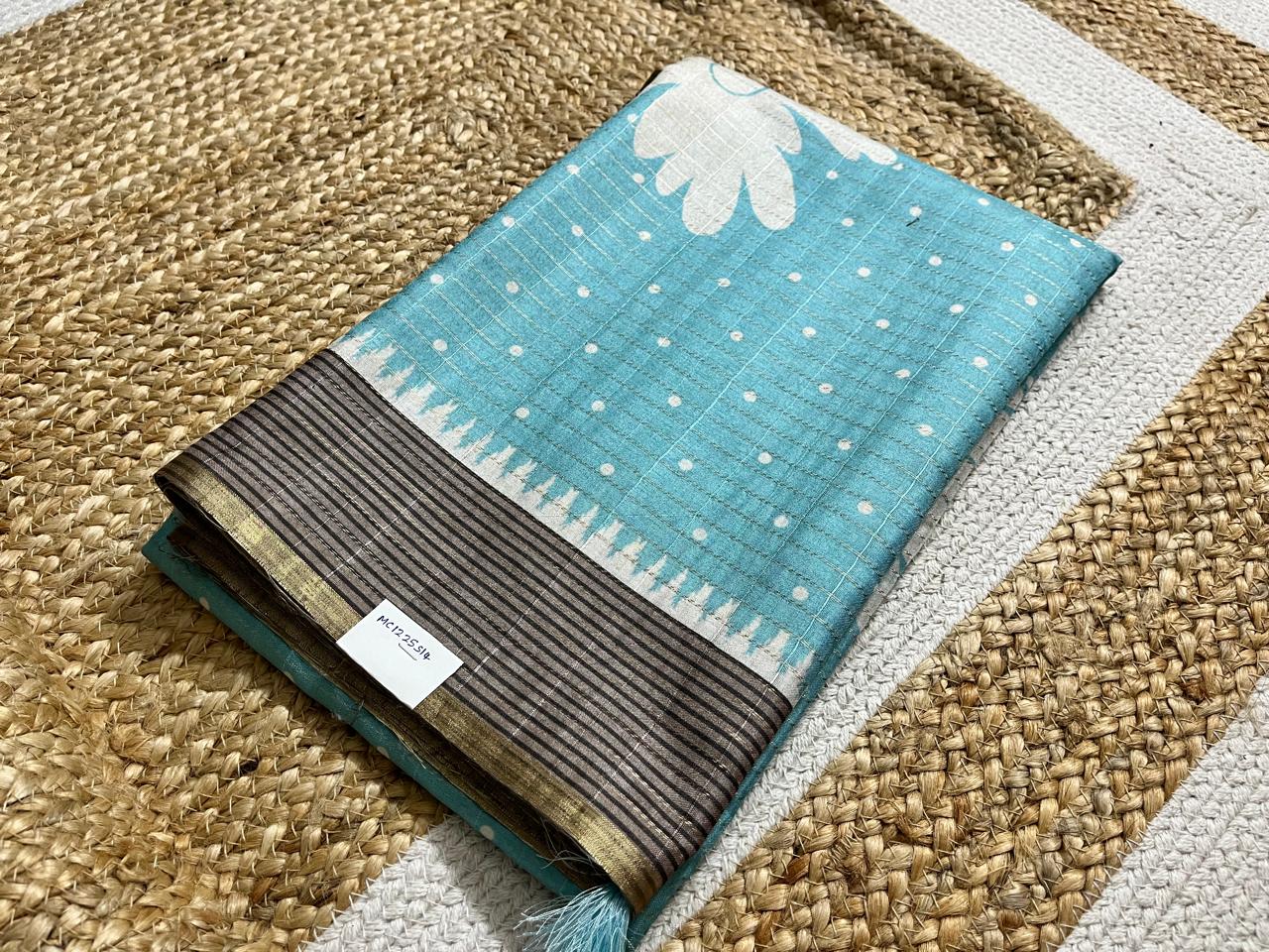 Powder Blue Semi Tussar Elegance