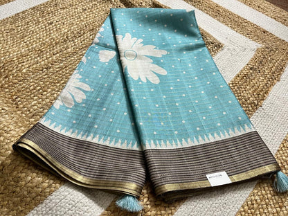 Powder Blue Semi Tussar Elegance