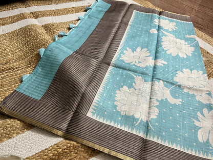 Powder Blue Semi Tussar Elegance