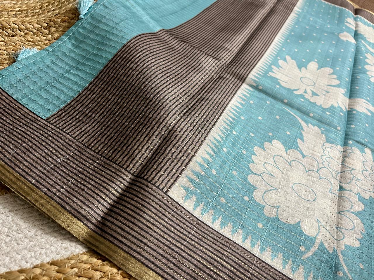 Powder Blue Semi Tussar Elegance